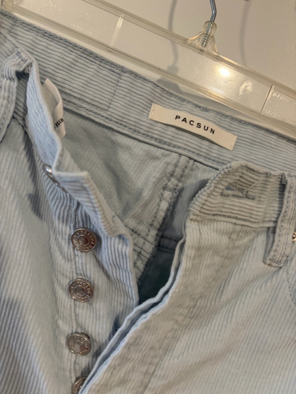 PacSun Light Blue Corduroy Flare Pants Size 22 High Rise Button Fly - Picture 2 of 4